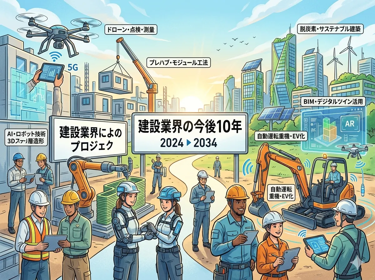 建設業界の今後10年|人材不足・DX・法改正で業界はどう変わるのか?